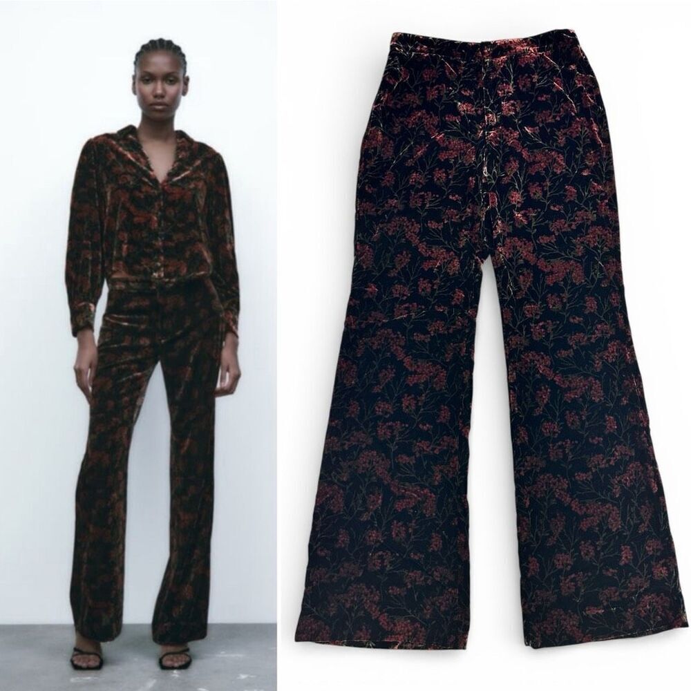 NWT Zara The Charlotte Velvet Pants Size S Cottagecore Cozy